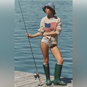 Hunter Tall Rain Boots, 7, Olive Green